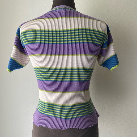Buffalo‎ David Bitton sz L cotton 90s cut off striped top - Picture 5 of 8